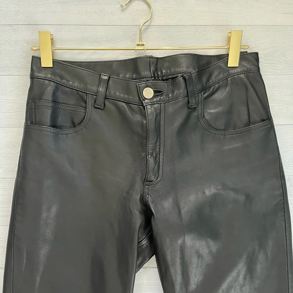 Vintage Genuine Black Soft Lamb Leather Flare Pants Size S - Picture 2 of 9